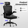 thumbnail image 3 of COOLHUT Ergonomic Office Chair, High Back Mesh Office Desk Chair with Headrest 500LBS, Executive Office Chair with Adjustable Aremrest, Home Office Swivel Desk Chair for Home Office, Black, 3 of 12