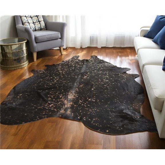 HomeRoots 566998 8 x 10 ft. Cowhide Animal Print Power Loom Rectangle Area Rug, Brown & Tan