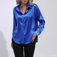 thumbnail image 2 of Camisa de manga larga de satén para mujer, blusa de imitación de seda, primavera-verano, 2 of 5