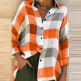 thumbnail image 1 of Puntoco Blusa con estampado de cuadros sueltos a la moda para mujer con tops de manga larga Puntoco Puntoco-1991, 1 of 3