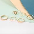 thumbnail image 3 of Juego de 6 anillos vintage con letras, anillo con corazón, anillo con pieza de corazón, anillos populares con gota, 3 of 5
