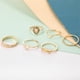 thumbnail image 3 of Juego de 6 anillos vintage con letras, anillo con corazón, anillo con pieza de corazón, anillos populares con gota, 3 of 5