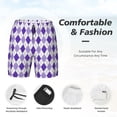 thumbnail image 3 of KLL Purple argyle for Mens Swim Trunks Quick Dry Swim Shorts with Built-in Compression Liner Funny Swimwear Bathing Suits-XX-Large, 3 of 6