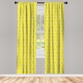thumbnail image 3 of Vintage Curtains 2 Panels Set, Continuous Pattern with Floral Style Oriental Monochromatic Ornament, Window Drapes for Living Room Bedroom, 56"W X 84"L, Yellow and White, by Ambesonne, 3 of 5