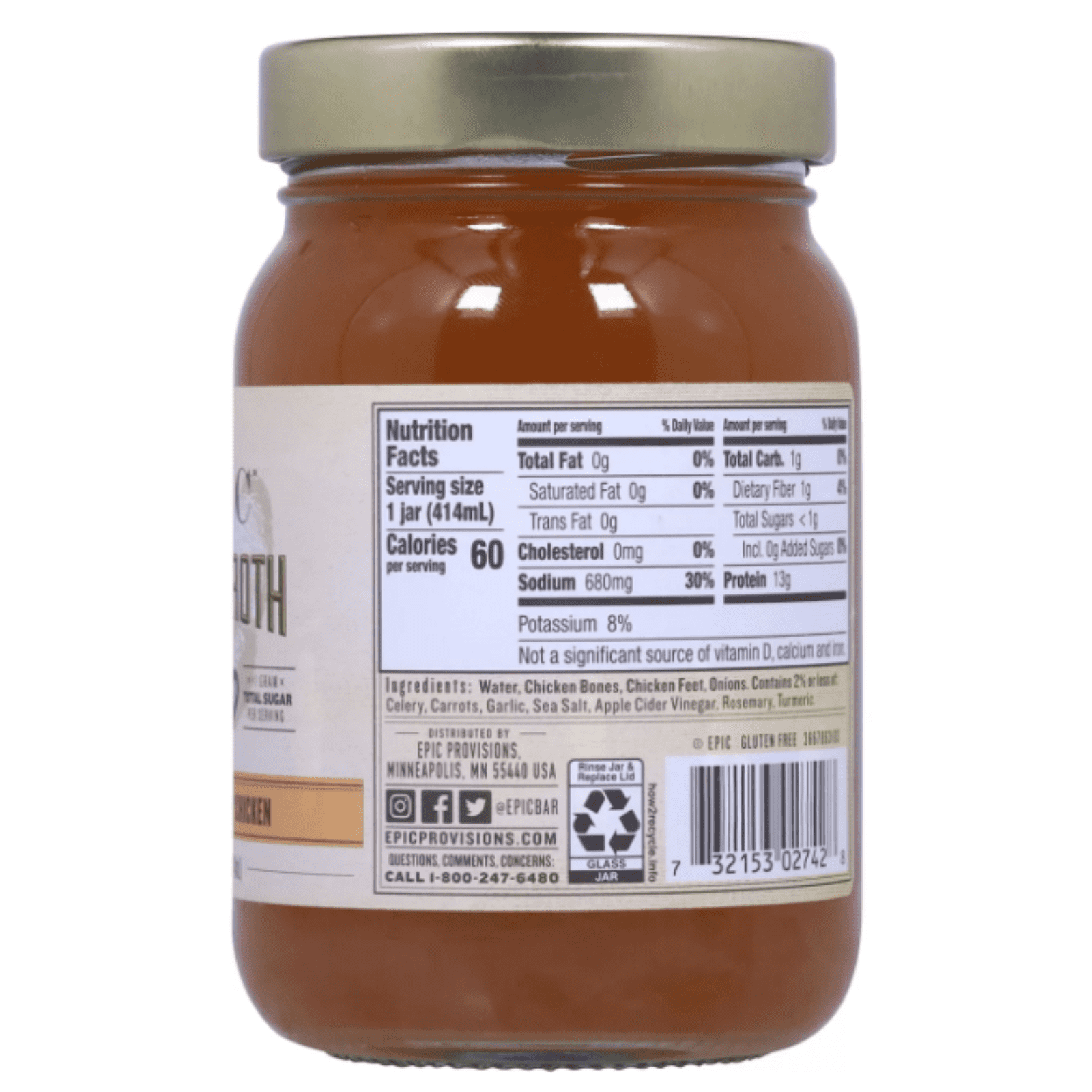 EPIC Bone Broth Homestyle Savory Chicken 2 Pack 14 oz