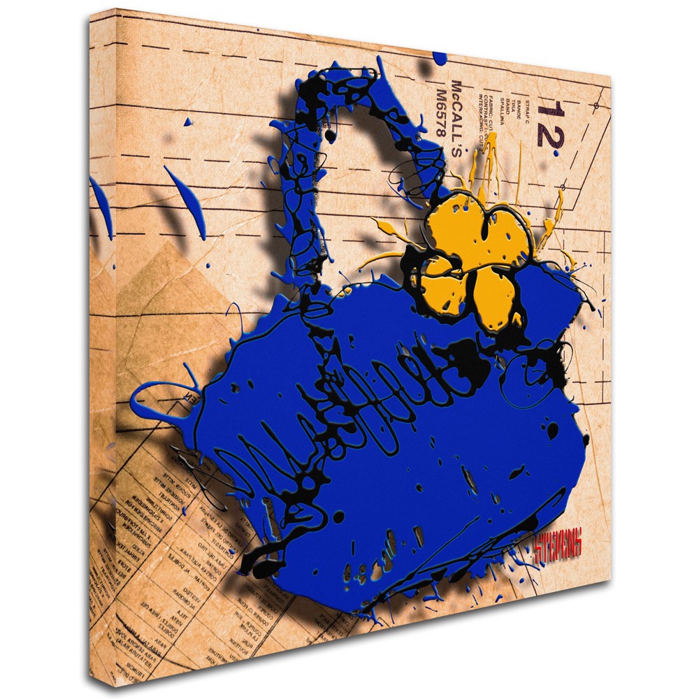 Trademark Fine Art "Flower Purse Yellow on Blue" Canvas Art by Roderick Stevens