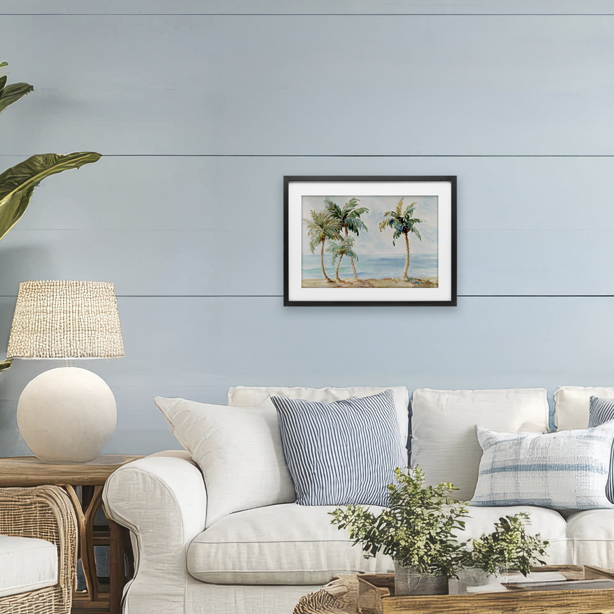 Stupell Industries Palm Trees in Paradise Black Framed Print Under Glass, design by Lanie Loreth