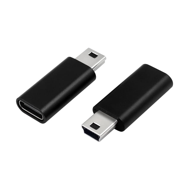 Adaptador USB C a mini USB, paquete de 2 unidades, Duttek, color negro