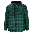 thumbnail image 4 of ZCFZJW Men's Flannel Long Sleeve Shirt Casual Drawstring Hooded Plaid Button Down Shirts Regular Fit Mens Hoodie Shirt Tops with Pockets Green XXXXL, 4 of 5