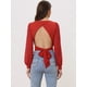 thumbnail image 4 of Blusa de Manga Larga con Lazo para Mujer rojo XS, 4 of 6