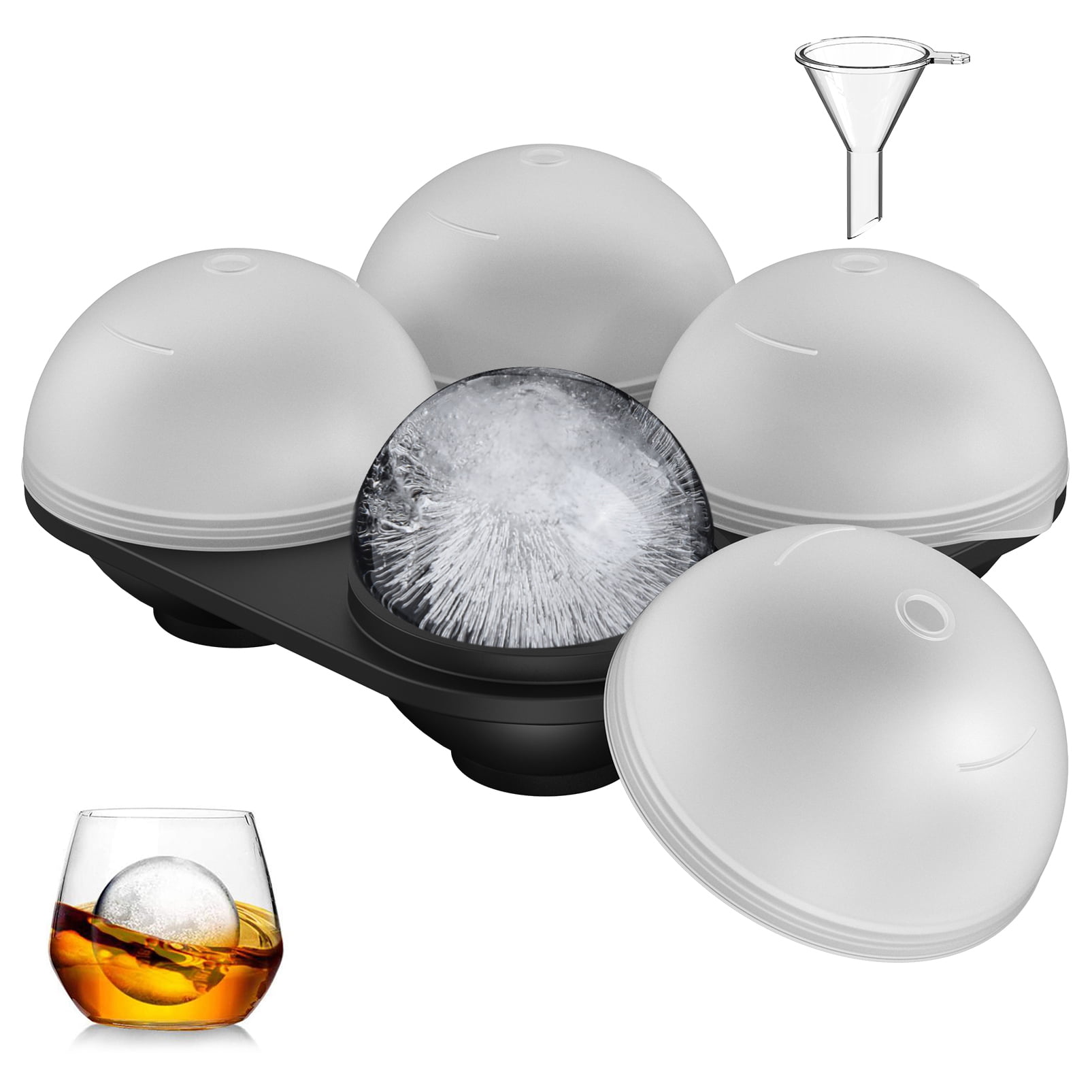 2/4Sphere Ice Molds Large Ice Ball Maker w/Silicone Seal Whiskey Cocktails Party 