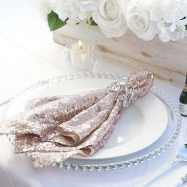 Efavormart 1 PC Blush Premium 20" x 20" Washable Sequin Napkins Great for Wedding Party Restaurant Dinner Parties Decoration
