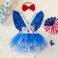 thumbnail image 6 of Baby Girl Rompers Baby Girls Fly Sleeve Independence Day 4Th of July Prints Romper Bodysuits Dress Baby Romper Blue 6 Months-12 Months, 6 of 6