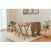 Mainstays 5-Piece XL Rubberwood and MDF Folding TV Tray Set with Storage Rack, Rustic Gray