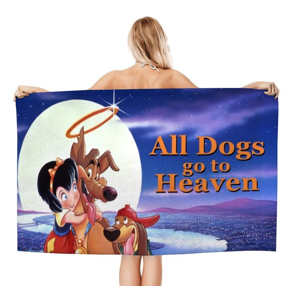 All Dog Go To Heaven Gifts Beach Towel for Women Girl Birthday Inspired Fan Bath Outdoor Music Lover