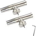 thumbnail image 1 of Exquisite 2Pcs Fishing Rod Holder, Stainless Tournament Style Clamp on Rod Holder, Rail Mount Fishing Pole Holder for Rails 1-1/4" to 2" Silver - Designed for unforgettable banquet accessories, 1 of 5
