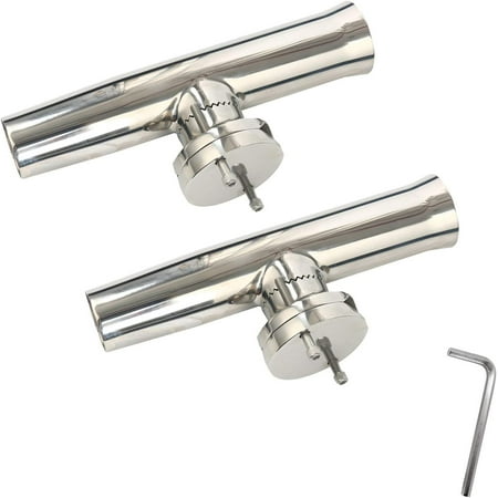 2Pcs Fishing Rod Holder Stainless Tournament Style Clamp on Rod Holder Rail Mount Fishing Pole Holder for Rails 1-1/4 to 2