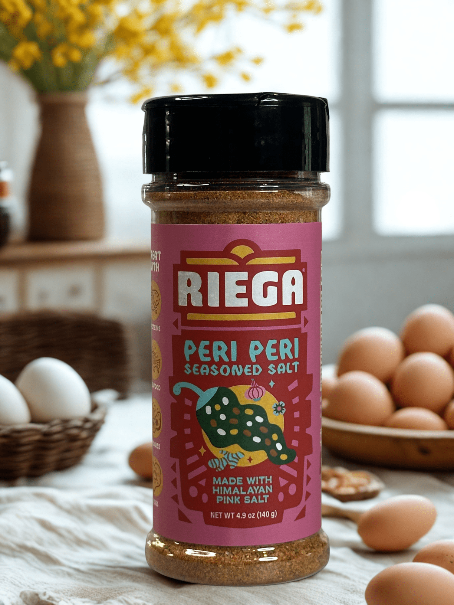 Riega Peri Peri Himalayan Pink Seasoned Salt Shaker, 4.9 oz, No Artificial Ingredients, Vegan