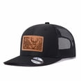 thumbnail image 2 of Vergiac Hunting Season Elk & Gun Leather Patch Mesh Trucker Hat, Men Breathable Adjustable Baseball Cap for Travel Outdoor Daily Outfits, 2 of 6