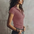 thumbnail image 5 of Babysbule Women Zip Mock Neck Set-In Short Sleeve Pullover Regular Fit Casual Tee for Spring Summer Sport Daily Vacation Outfits, 5 of 6