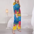 thumbnail image 3 of Lsque Submarine And Landscape Pattern Long Sleeve Pajama Set for Women - Soft 2-Piece Sleepwear and Loungewear Set with Pockets, Comfy Nightwear-Large, 3 of 7