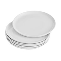 WishDeco White Dinner Plates Set of 6, Porcelain Salad Plates 9 Inch, Modern Kitchen Plate, Round Serving Dishes, Microwave and Dishwasher Safe, Scratch Resistant, Smooth Glaze