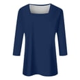 thumbnail image 5 of Hauaitttt Women's 3/4 Sleeve Shirts Square Neck Color Block Summer Tops Dressy Casual Ladies Blouses Tops Womens Compression Shirt T Shirts Womens Loose Casual Tee Women Short Sleeve Sports Shirts, 5 of 5