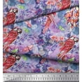 thumbnail image 3 of Soimoi Purple Poly Georgette Fabric Floral,Insect & Parrot Bird Fabric Prints by Yard 42 Inch Wide, 3 of 3