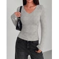 thumbnail image 4 of Zeagoo Women Long Sleeve Basic Tee 3 Pack Fall V Neck Casual T-Shirt Ribbed Slim Fit Tops, 4 of 6