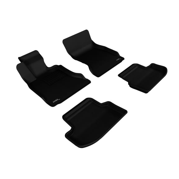 3D MAXpider Complete Set Custom Fit All-Weather Floor Mat for Select BMW 5 Series (F10) Models - Kagu Rubber (Black)