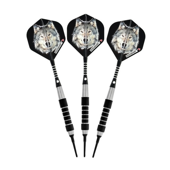 Elkadart Lone Wolf Soft Tip Darts Silver With Black Knurling 16 Grams