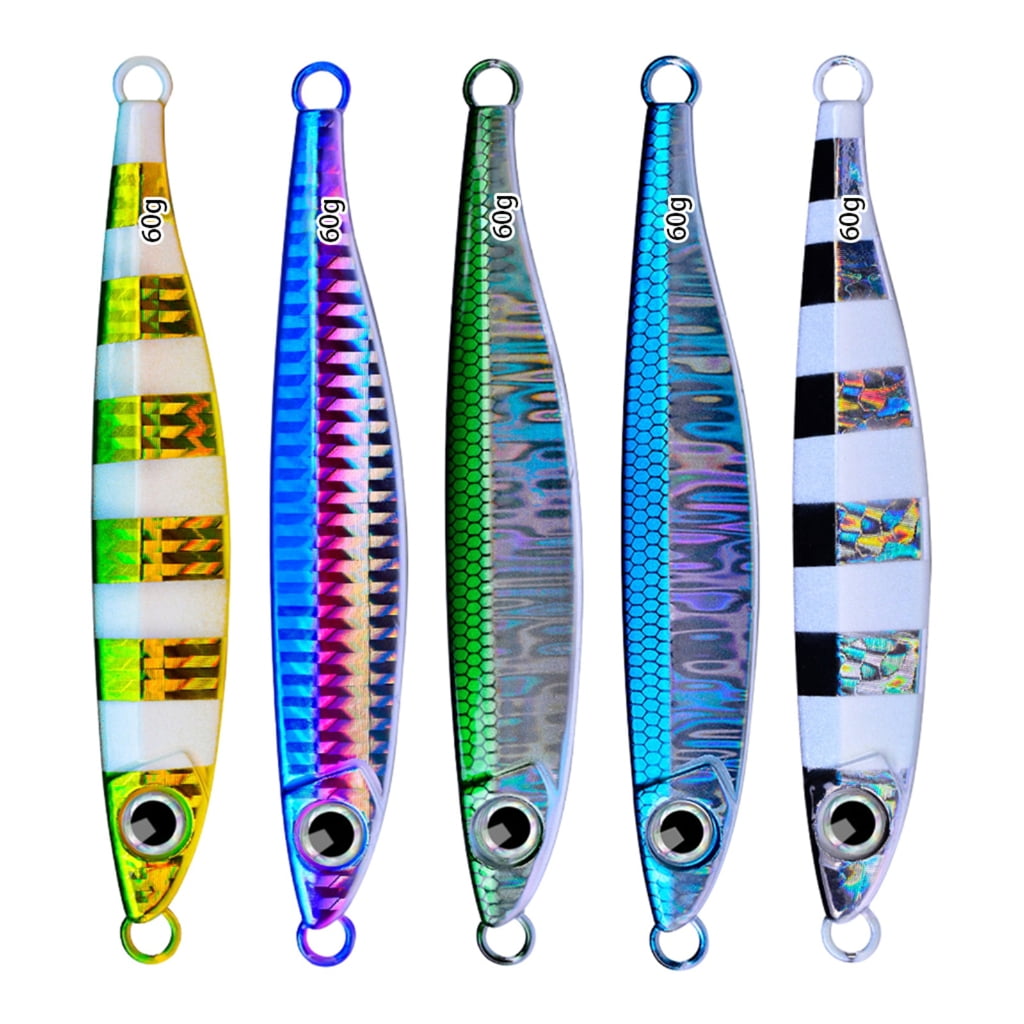 Necvior 5Pcs Jig Lure Freshwater Saltwater Fishing Glow Lures Fast Sinking Jigging Baits Fishing Lures Swimbait for Walleye