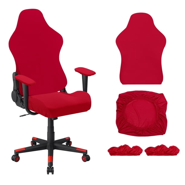 Fundas para sillas de juego, funda elástica para silla de oficina con reposabrazos, protector de asiento elástico para silla de juego de oficina reclinable, rojo