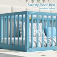 thumbnail image 7 of Queen Size Floor Bed with 21.6" High Fence for Kids, Solid Wood Multifunctional Montessori Bed Frame with Door, Without Slats, Sky, 7 of 7
