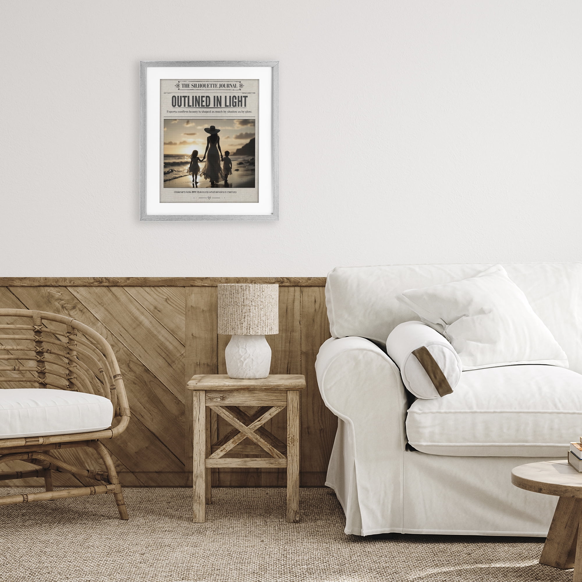 Stupell Industries Outlined In Light Newspaper Gray Framed Print Under Glass, design by A Barefoot Stylist