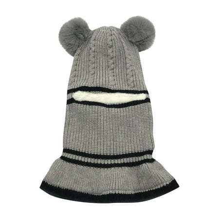 

QWERTYU Children Pompom Knitted Beanie Toddler Baby Cap Ski Winter Hat for Girl Boy 1Y-5Y One Size
