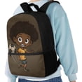 thumbnail image 4 of KUIFORTI Kids Cute Schoolbag 17 inch Cartoon Kid Soccer Player Print Stationery Schoolbag with Adjustable Strap and Compartment Study Accessories Organizer Bookbag, 4 of 6