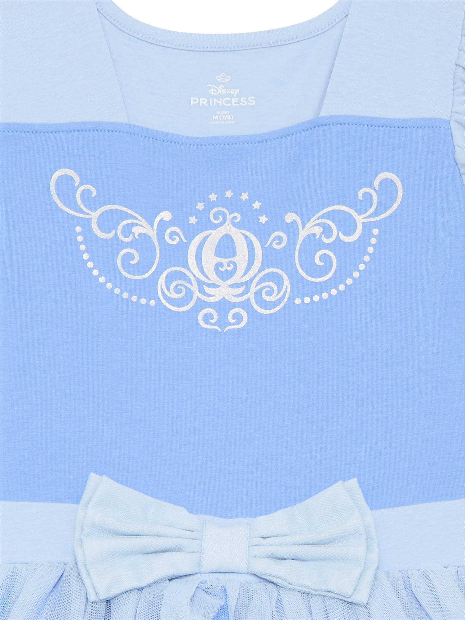 Disney Princess Girls Cinderella Cosplay Dress with Short Puff Sleeves, Sizes 4-12