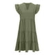 thumbnail image 5 of Vestido de Verano de Manga Corta para las Mujeres Moda Casual Cuello en V Vestido con Ruffles, Poliéster Ligero de Color Sólido para Fiestas, Bodas Y Diario, 5 of 7