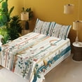 thumbnail image 2 of Ambesonne Botanical Fitted & Top Sheet Set with Shams, Woodland Bohemian Stripes, Petrol Blue Salmon White, 2 of 5