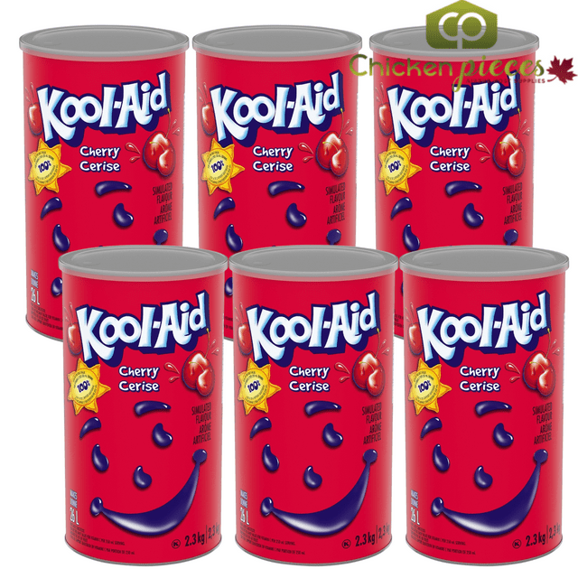 Kool-Aid Cherry Powdered Drink Mix, Sweetened Beverage Base, Bulk 2.3kg (5.07 lbs) Resealable Tubs, 6/Case (Yields 156 Liters Total)