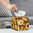 thumbnail image 6 of Sikiie Vintage Wood Grain Sunflower A Leather Tissue Box Cover Square, tissue box holder, Tissue Box with Bottom Belt-5.2”x5.2”x5.2”, 6 of 7