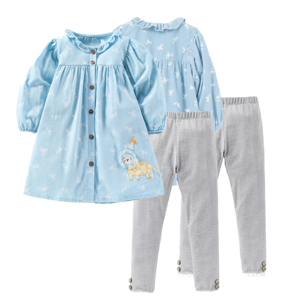 Toddler Baby Girls Tunic Dress Top with Pants Clothing Sets Kids Cartoon Ruffle Flare Tunic Dress Top Leggings Pants Set 1 8T Walmart