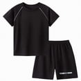 thumbnail image 4 of HCNTES Toddler Baby Boys Summer Clothes Kid Outfits Short Sleeves T-Shirt Tops + Shorts Cute Outfits Set For Kid Summer Outfits 2t 3t 4t 5t 6t 7t 8t(G-Black,6-7 Years), 4 of 4