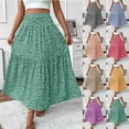 thumbnail image 2 of PADFRYBK Summer Skirts For Women Casual Printed High Waisted Skirts Soft Comfortable Skirt Elastic Waistband Ankle Skirt, 2 of 6