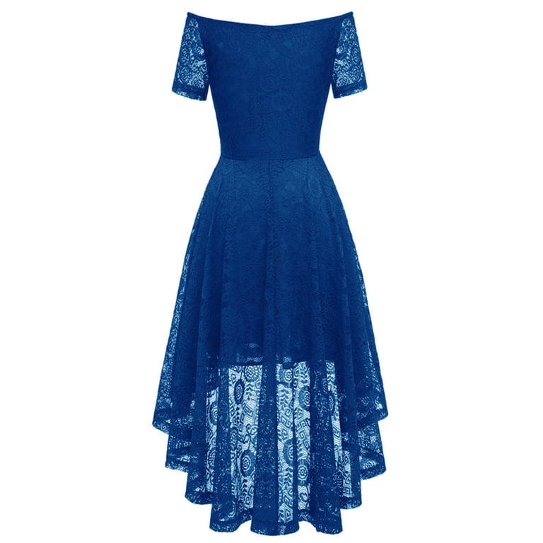 Bigersell Women Summer Dresses Ladies Vintage Princess Floral Lace Cocktail  Off Shoulder Short Sleeve Party Wedding Dress Dresses for Female 2022  Regular Wrap Dresses, Style 28469, Blue XL - Walmart.com