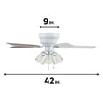 thumbnail image 5 of Xayoca Ceiling Renton 42" White Indoor Fan with Clear 3 Light LED Multi Arm E26/B11 Bulb and Pull-Chains, Traditional , 5 Reversible Gray Oak Blades, 51438, 42 Inch, 5 of 7