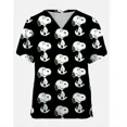 thumbnail image 4 of Camiseta de mujer, uniforme de enfermera, adorable estampado de dibujos animados de Snoopy y Charlie Brown, cuello en V, bolsillo, ropa de trabajo médica, uniforme de enfermera, tops, 4 of 5