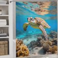 thumbnail image 3 of Nautical Green Sea Turtles Shower Curtain Cloth Fabric Bathroom Decor with Hooks, 3 of 8