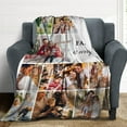 thumbnail image 3 of Custom Blanket with Photos Text, Personalized Picture Blankets, 10 Photos Collage, Customized Merry Christmas Throw Blanket for Family, Dad, Mom, Kids, Gifts for Birthday Christmas, 5 Sizes, 3 of 6